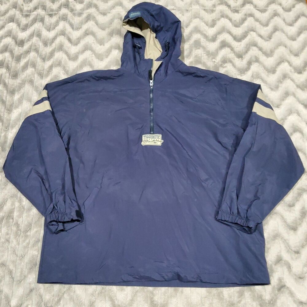 Disney Store Mens Size M Navy Blue Beige 1/4 Zip Vintage Tigger Windbreaker